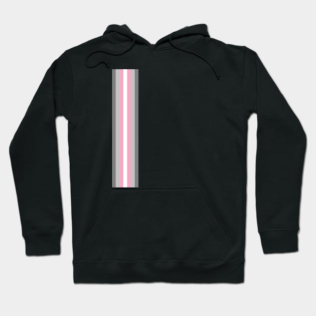 Demigirl Pride Flag Vertical Stripe on Black Hoodie by VernenInk